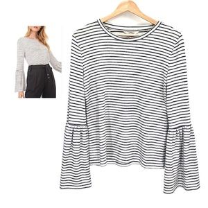 Banana Republic Luxespun White Striped Bell-Sleeve Oversized Tee Top Size XS